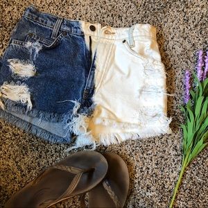 Levi Strauss Distressed Multi Color Denim Shorts